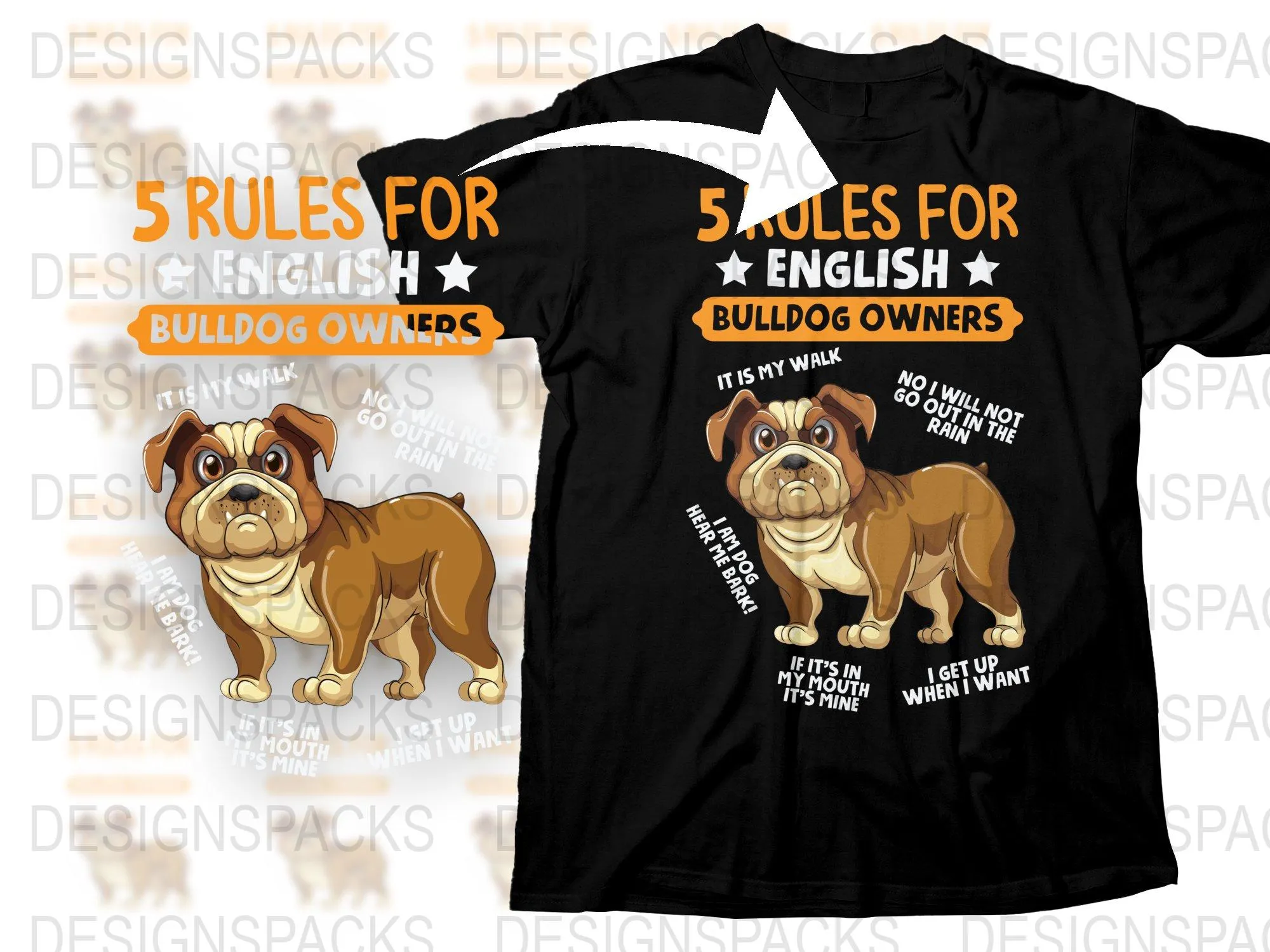 5 Rules for English Bulldog Owners Png Digital Download