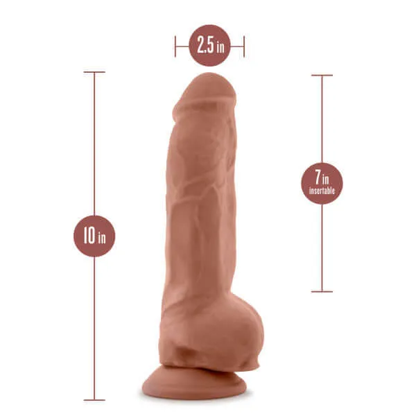 Au Naturel Big Boy 10-Inch Dildo in Mocha - Realistic Sensa Feel Pleasure