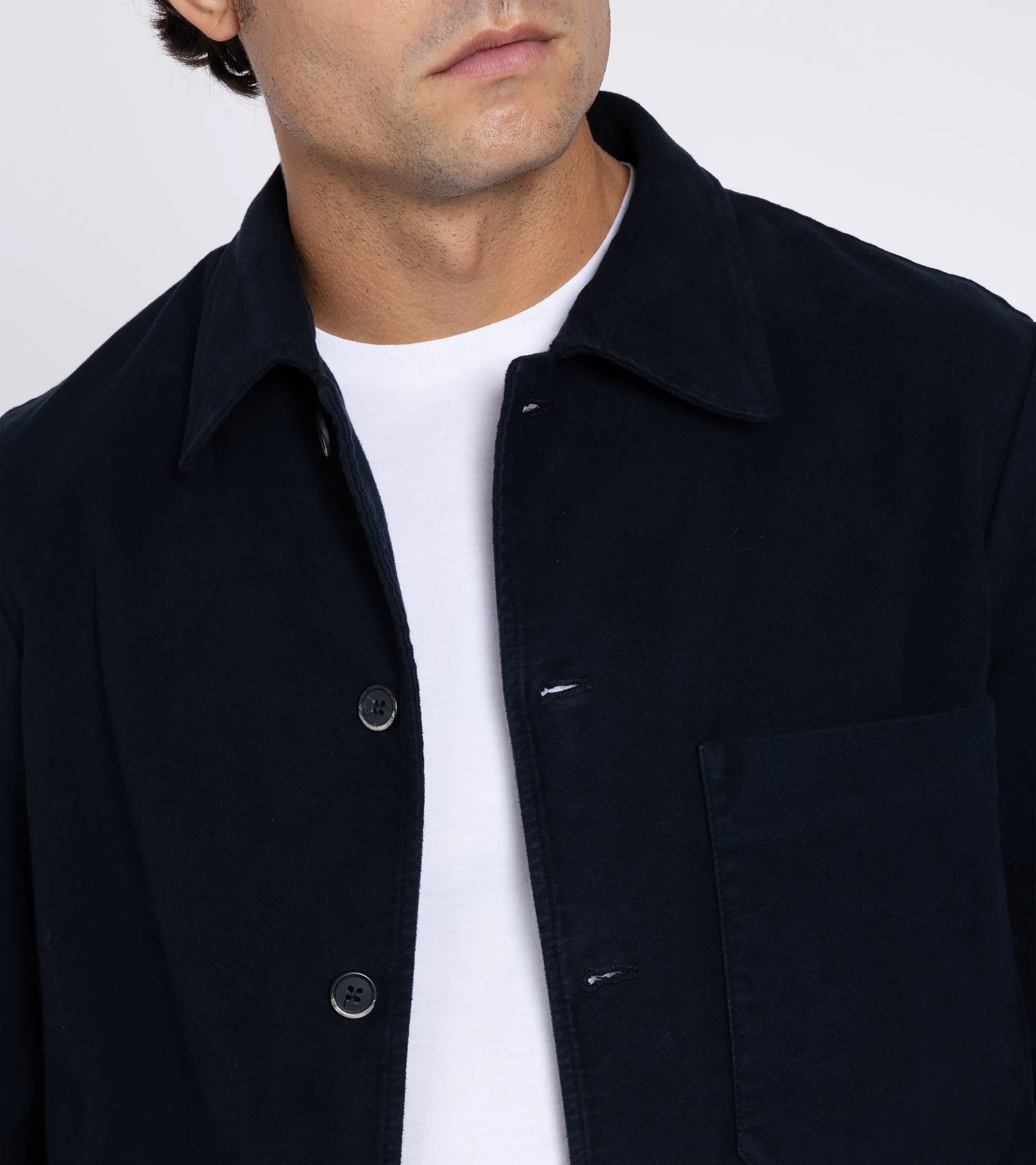 Barena Cedrone Garzada Moleskin Overshirt: Navy