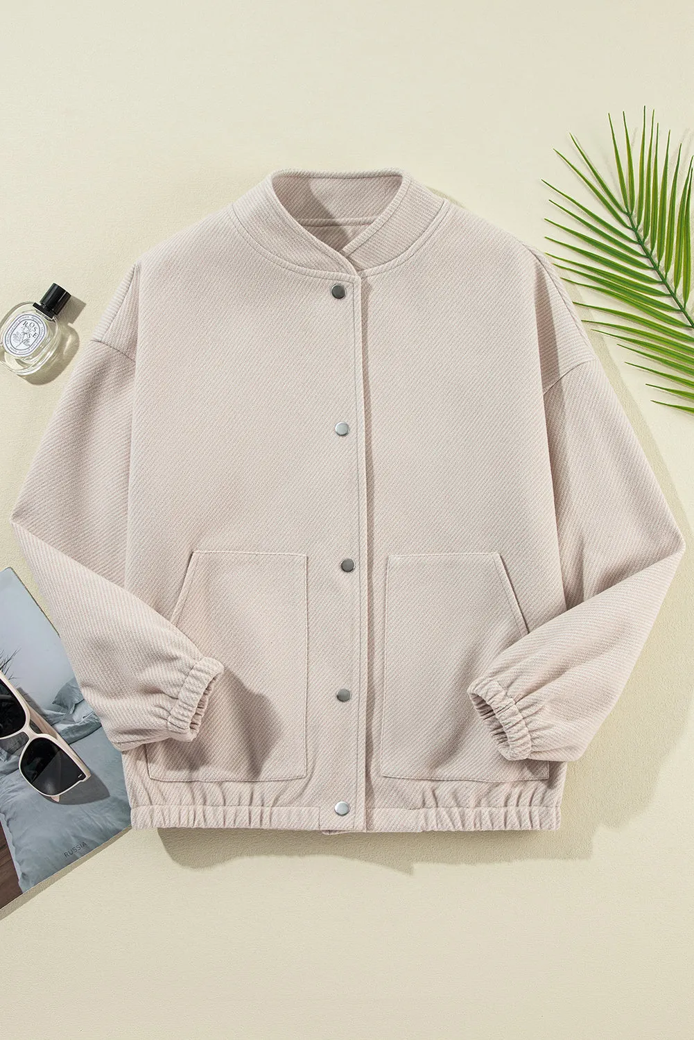 Baseball Collar Buttoned Bomber Jacket