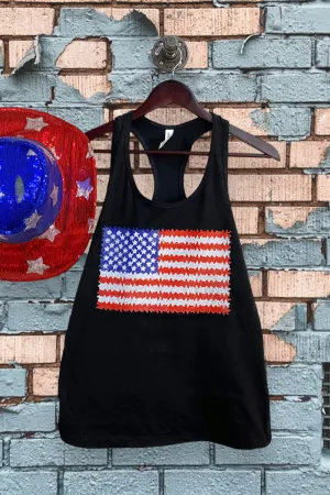 BC TANK DTF AMERICAN FLAG - BLACK