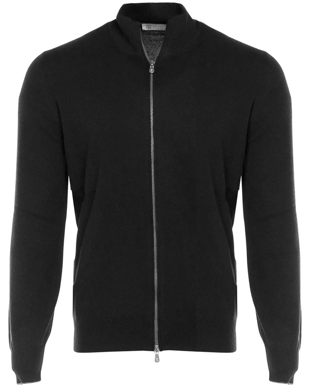 Black Cashmere Full Zip Sweater