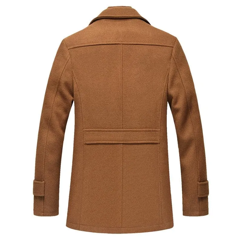 BOLU Design Men's Fashion Premium Quality Khaki Brown Long Wool Coat Jacket