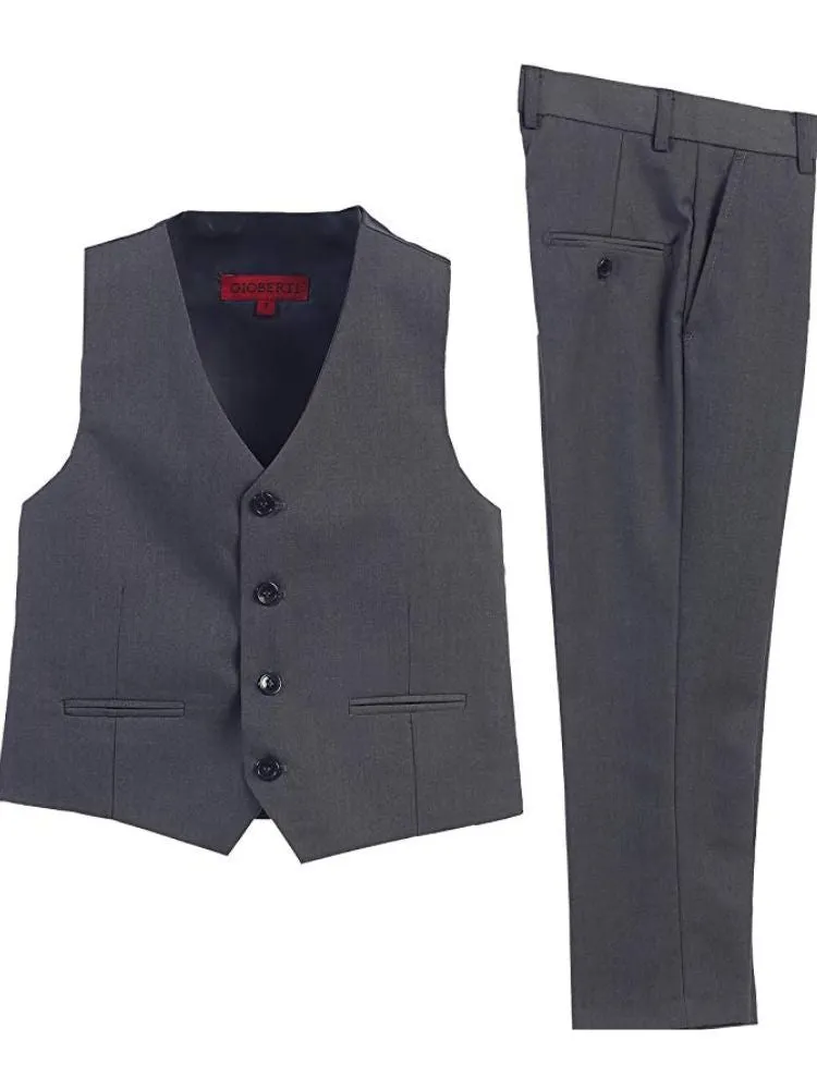 Boy's 2 Piece Set Vest Flat Front Dress Pants Outfit, Sizes 2T-20