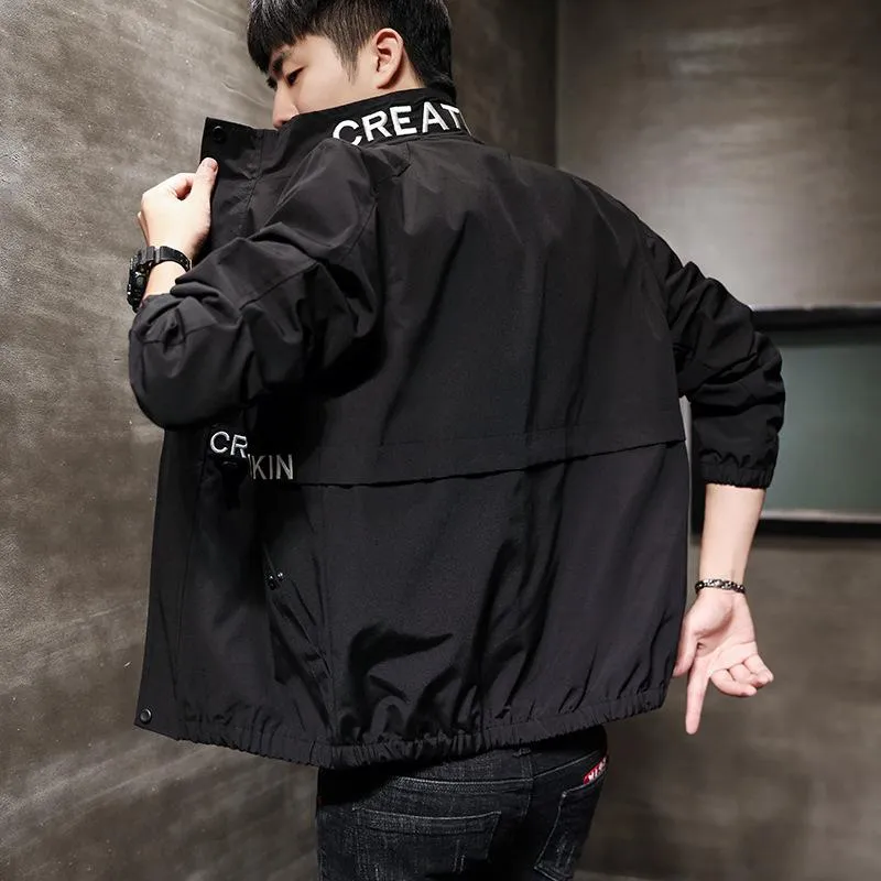 Cargo Jacket Student Stand Collar Trendy Tops Outerwear