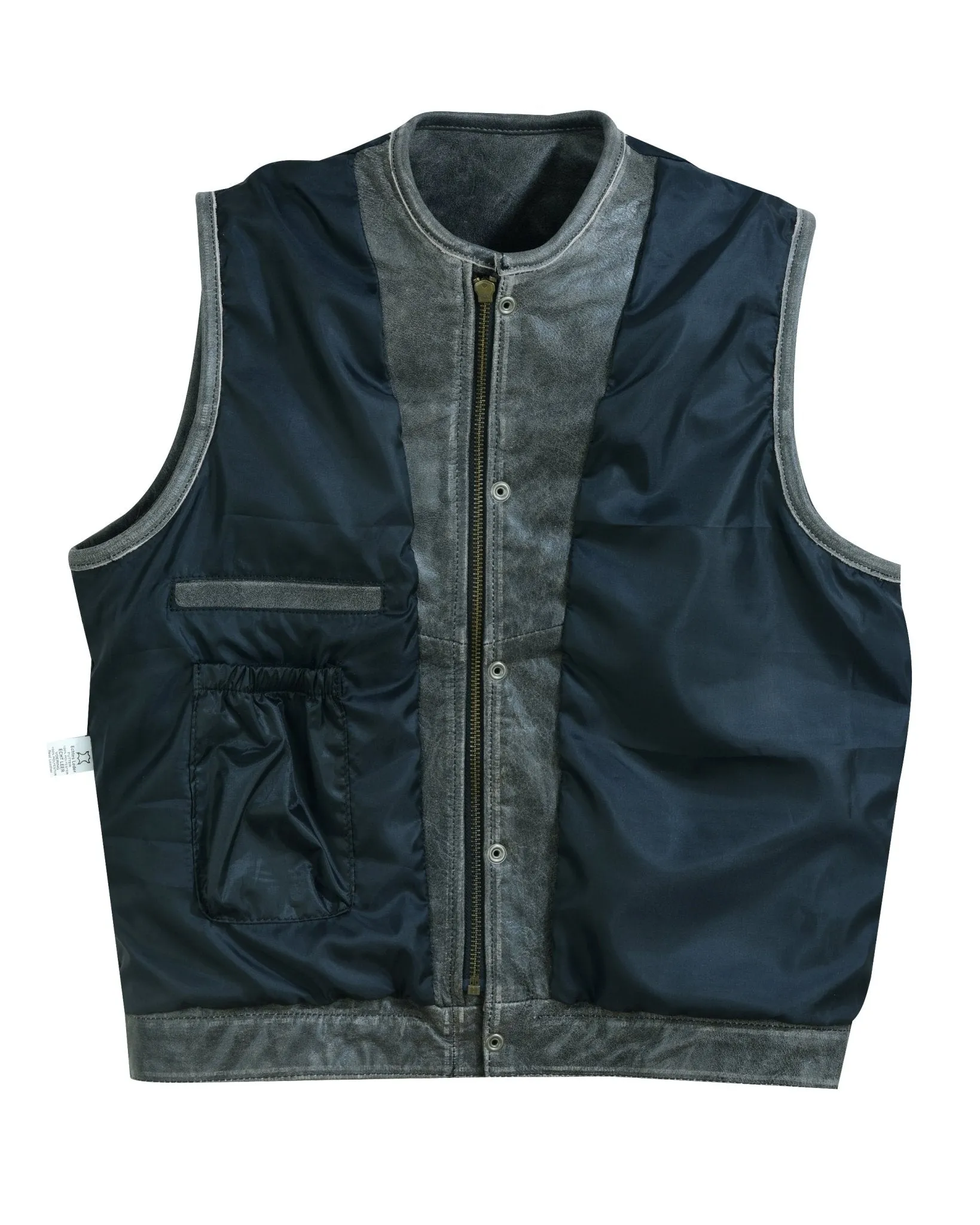 Collarless Sons of Anarchy Cut Off Cowhide Leather Vest Biker Motorcycle