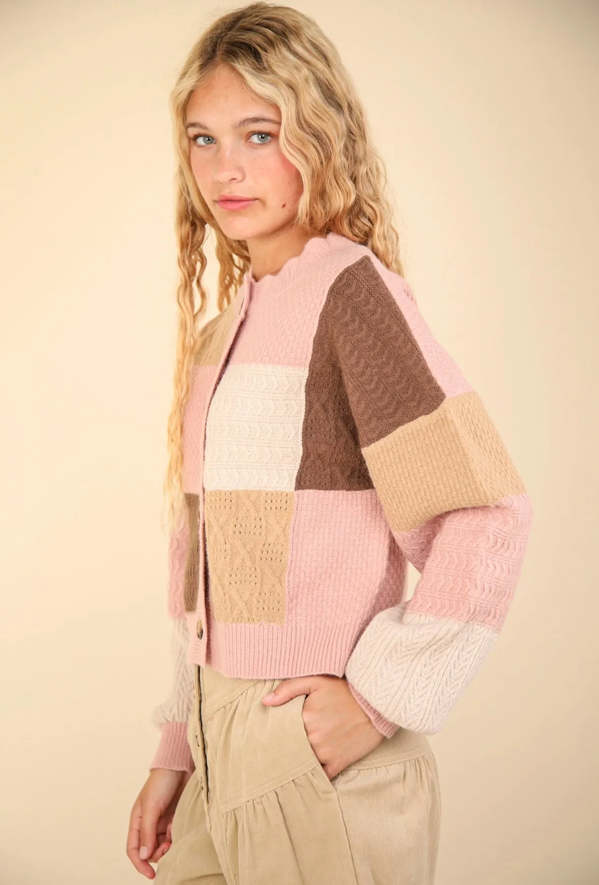 Color Block Button Down Textured Sweater Cardigan - 2 Colors!