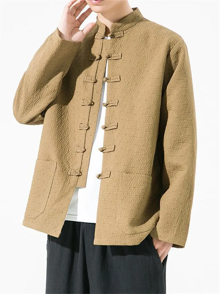 Comfort Trendy Stand Collar Jacquard Jackets for Male