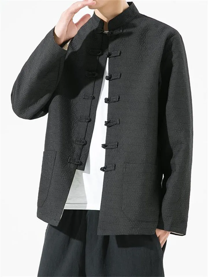 Comfort Trendy Stand Collar Jacquard Jackets for Male