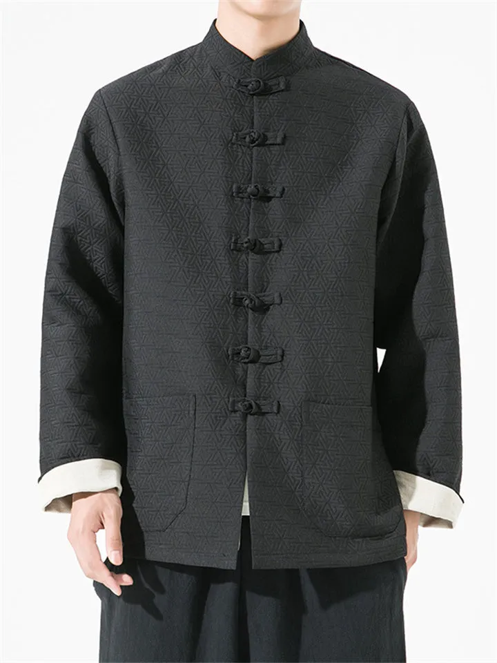 Comfort Trendy Stand Collar Jacquard Jackets for Male