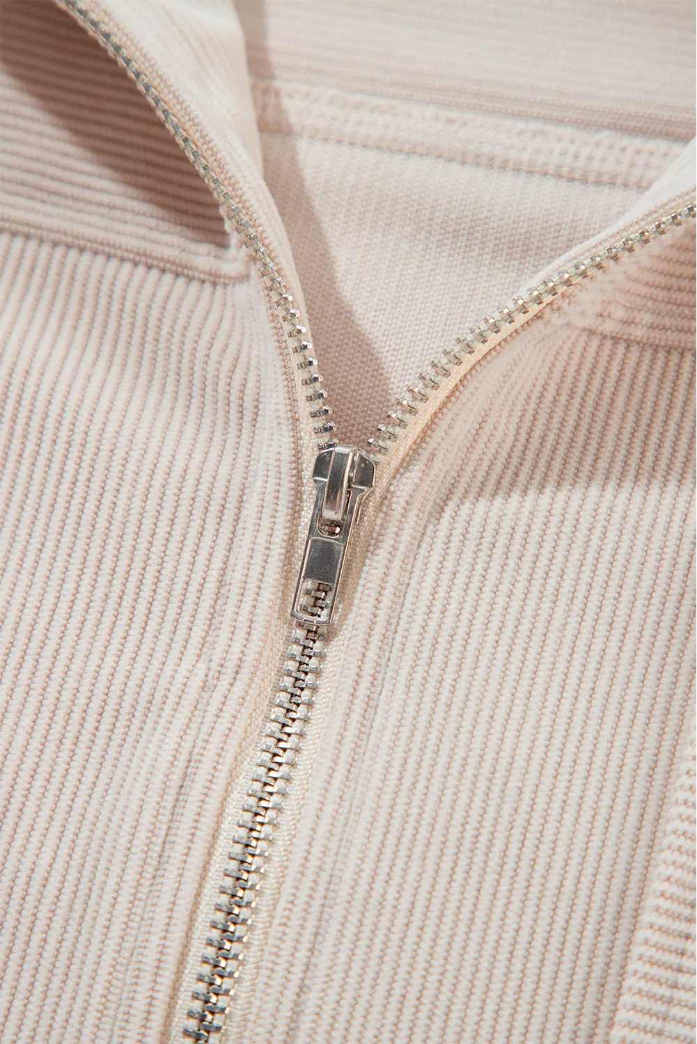 Corduroy Hooded Pocket Zip Up Jacket