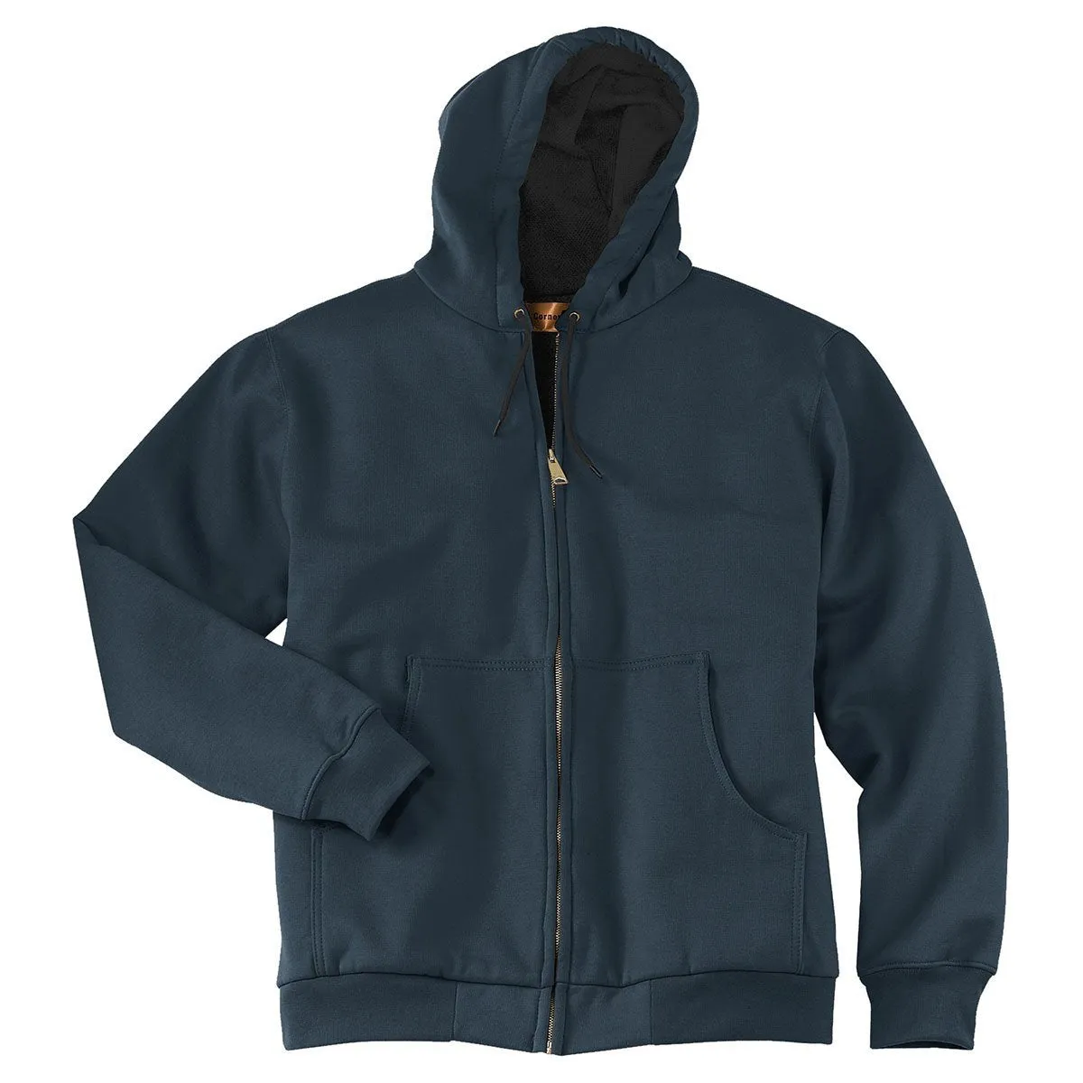 CornerStone Men's Navy Heavyweight Full-Zip Hooded Sweatshirt with Thermal Lining