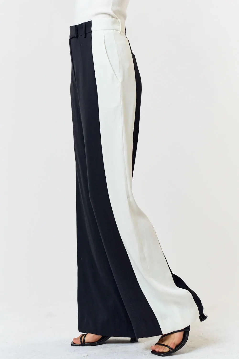 Crispin Black Off White Wide Leg Pants