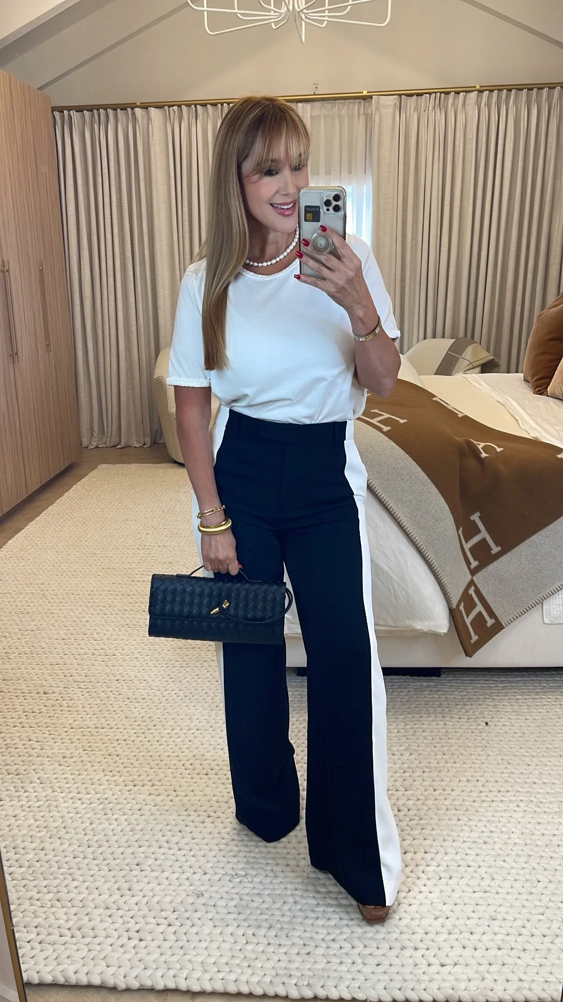 Crispin Black Off White Wide Leg Pants