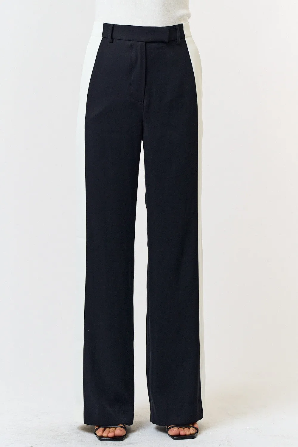 Crispin Black Off White Wide Leg Pants