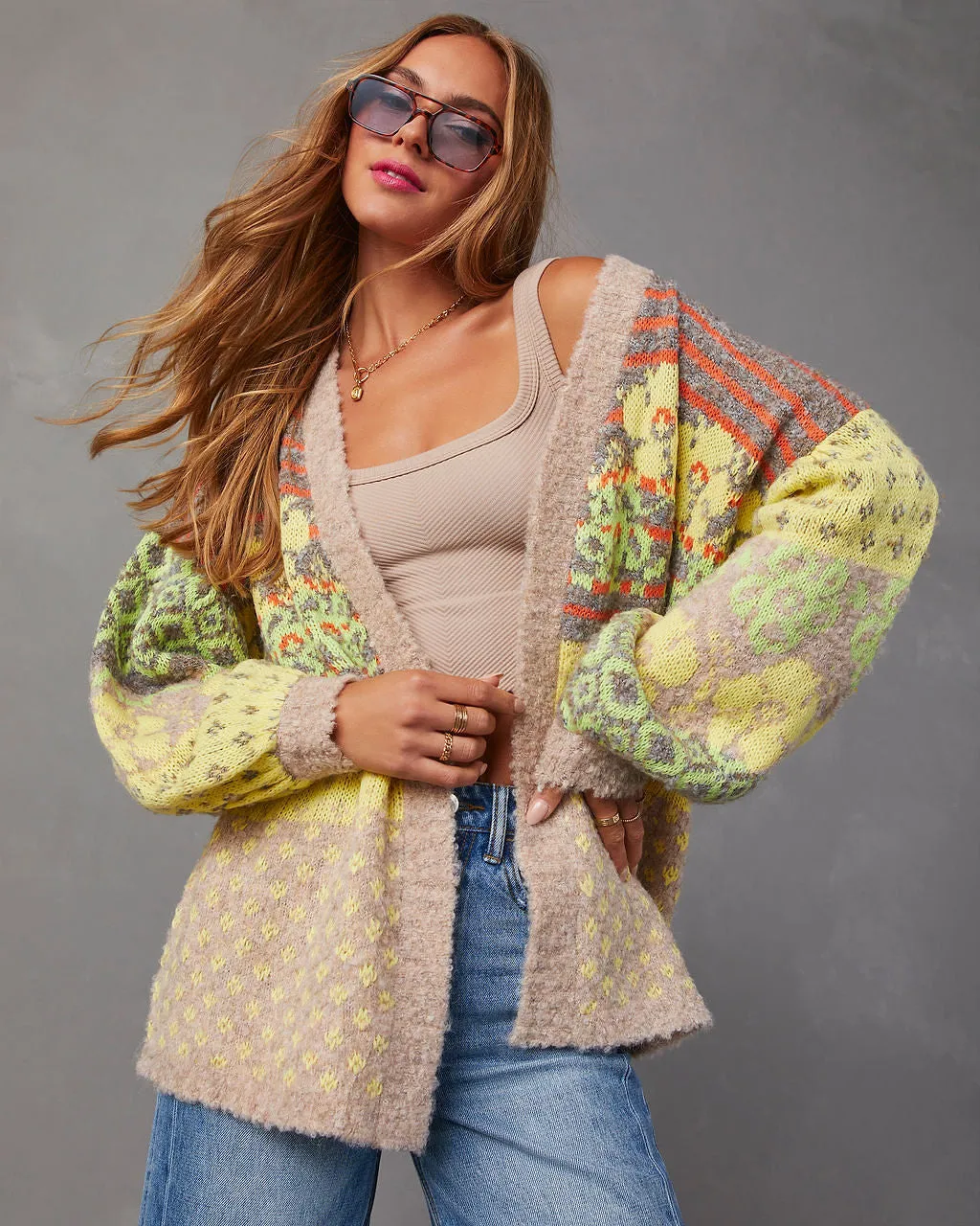 Ferrell Printed Open Front Cardigan