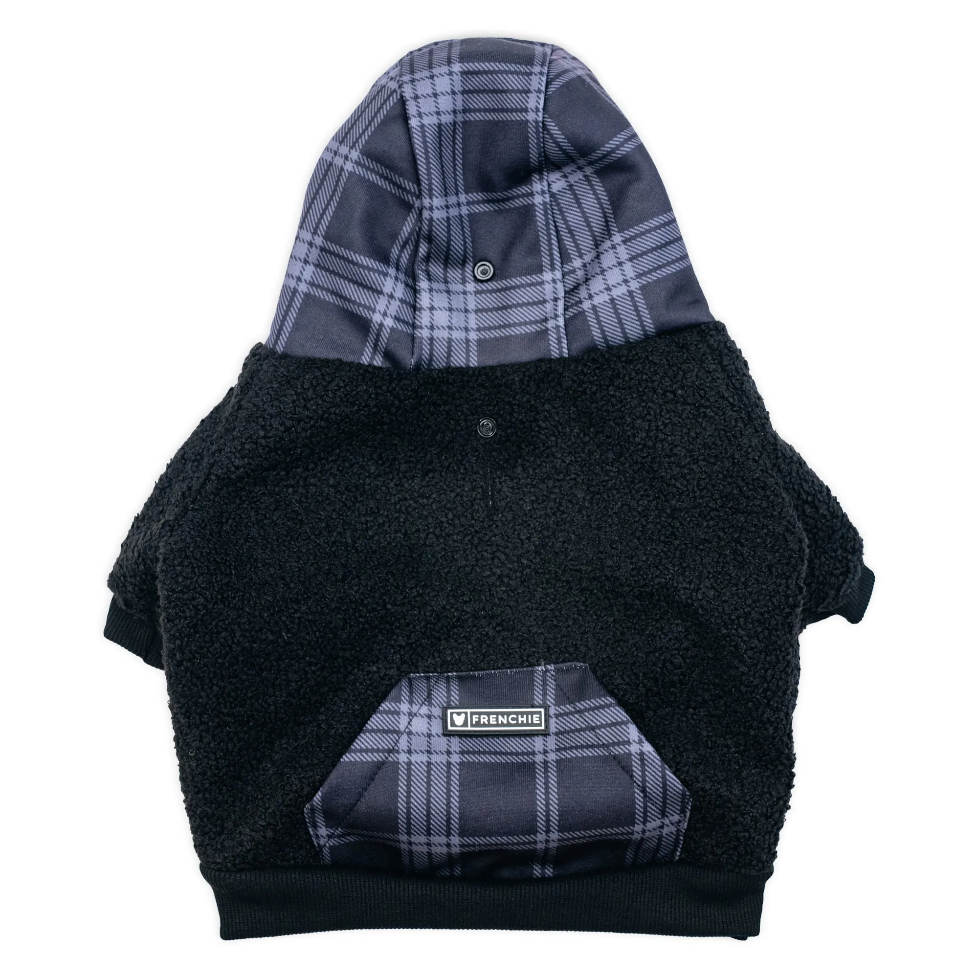 Frenchie Dog Hoodie - Black Plaid