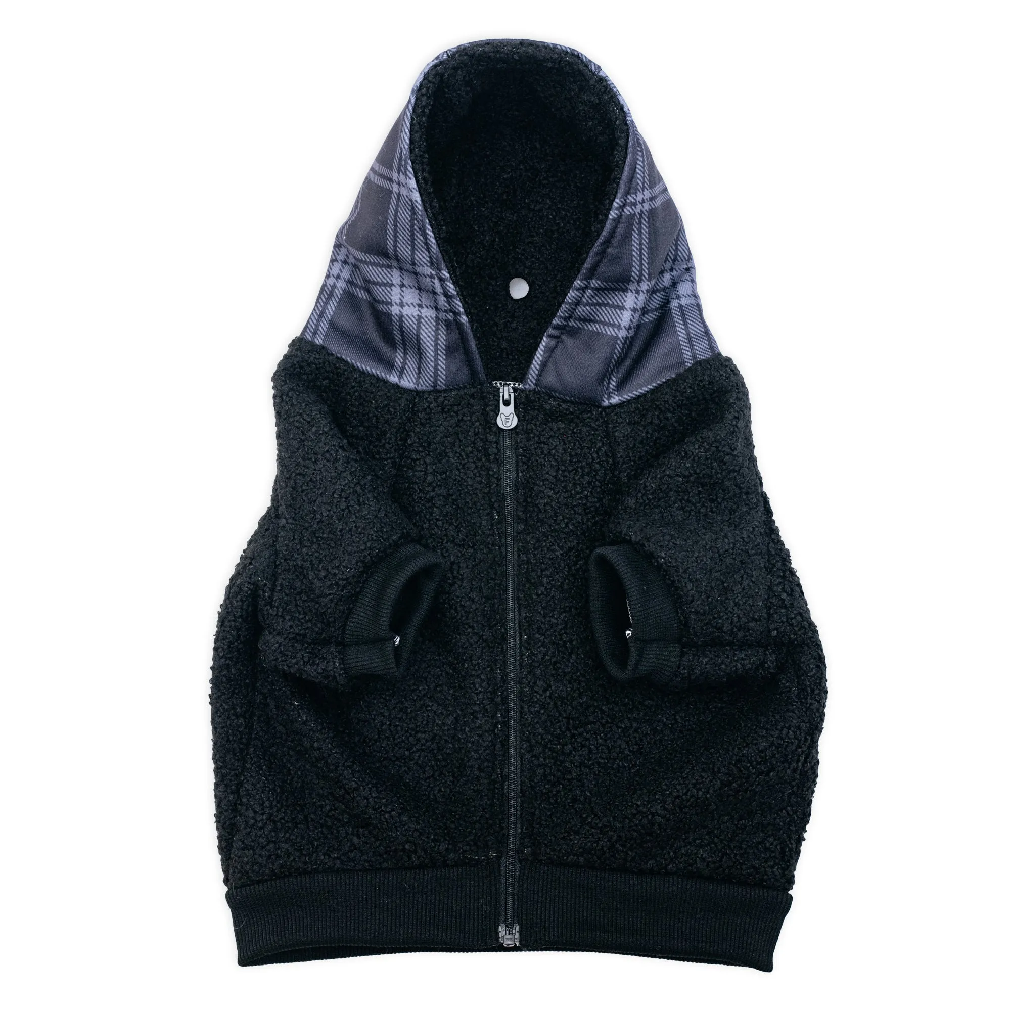 Frenchie Dog Hoodie - Black Plaid