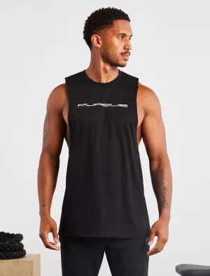 Graphic Drop Arm Tank - Black