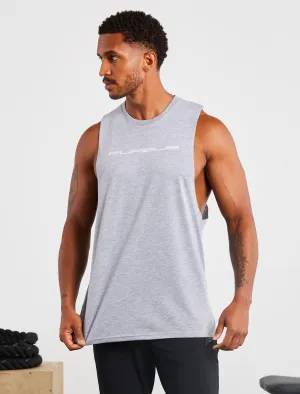 Graphic Drop Arm Tank - Grey Marl