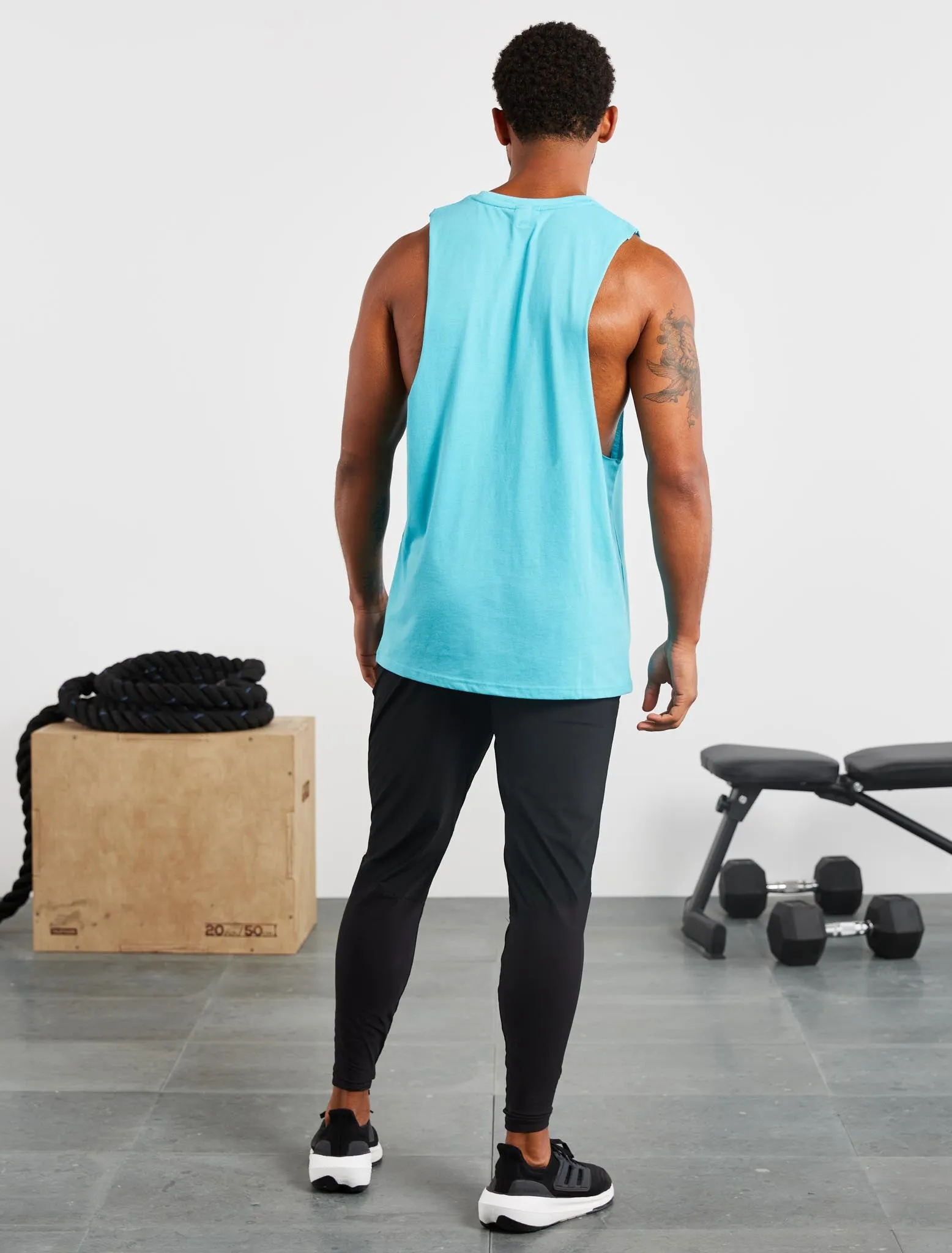 Graphic Drop Arm Tank - Sky Blue