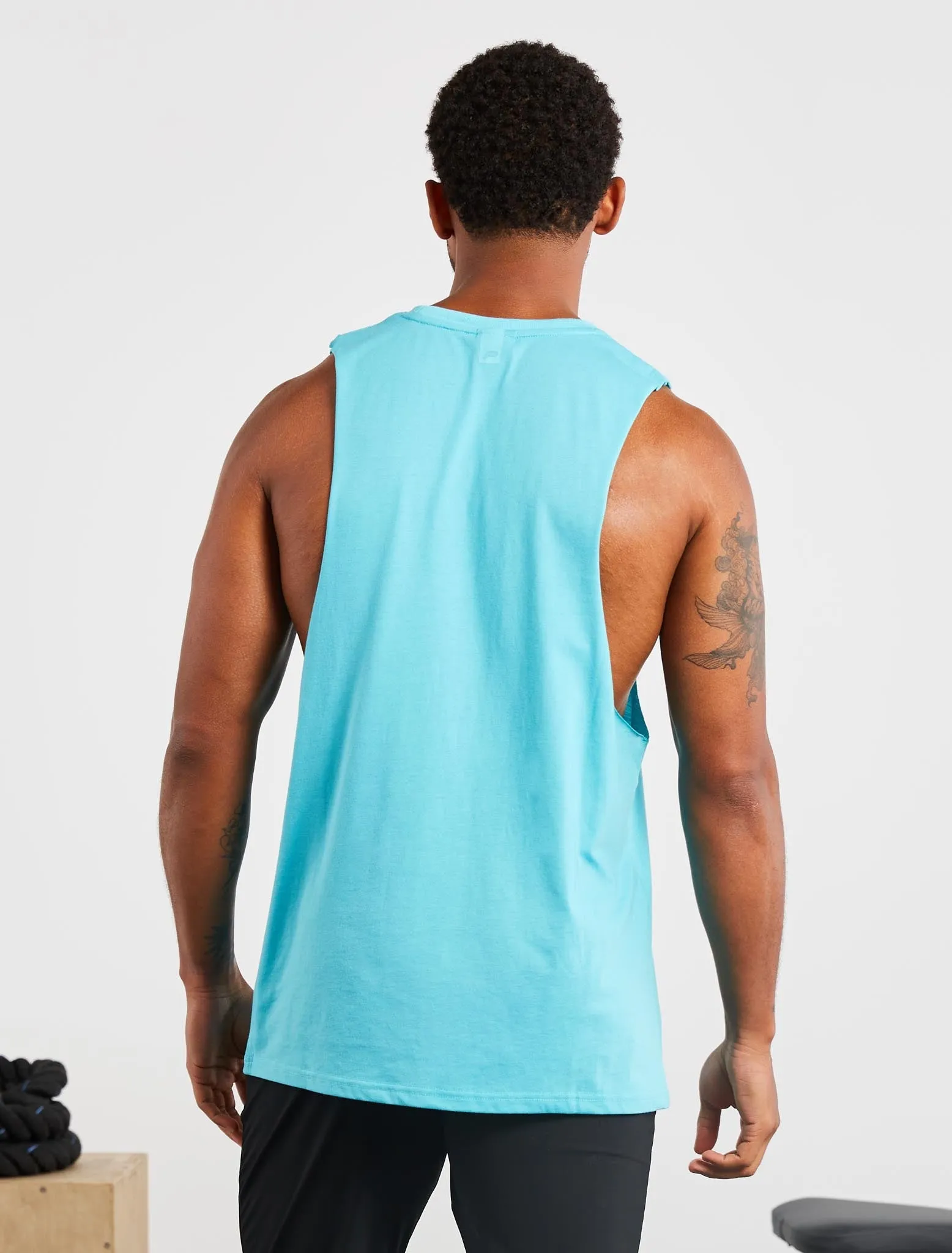 Graphic Drop Arm Tank - Sky Blue