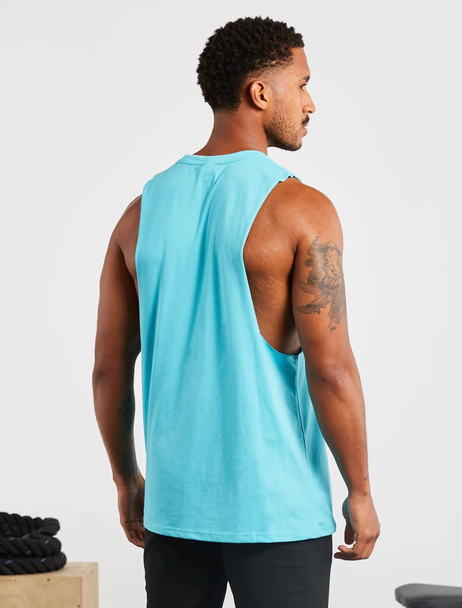 Graphic Drop Arm Tank - Sky Blue