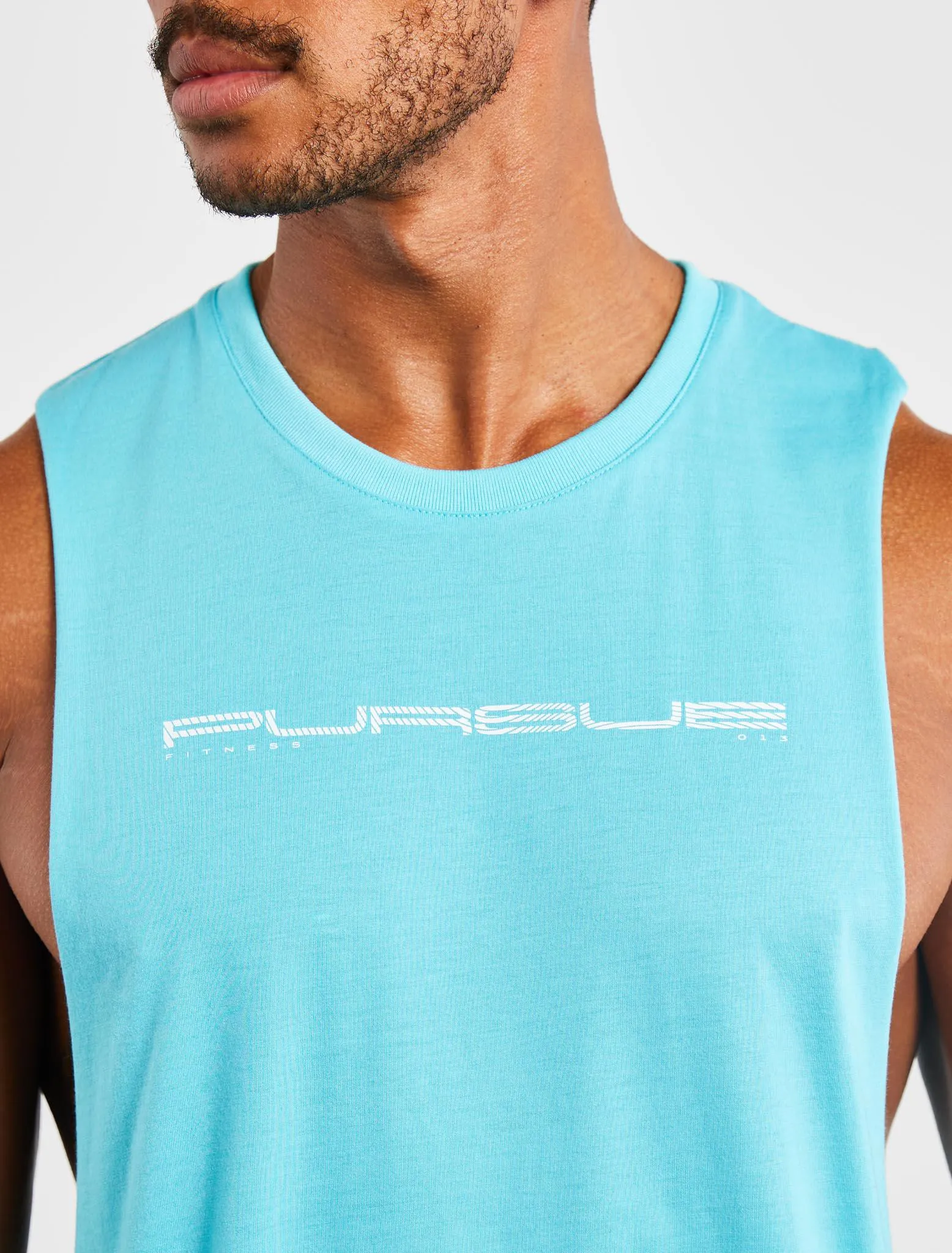 Graphic Drop Arm Tank - Sky Blue