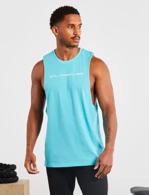 Graphic Drop Arm Tank - Sky Blue