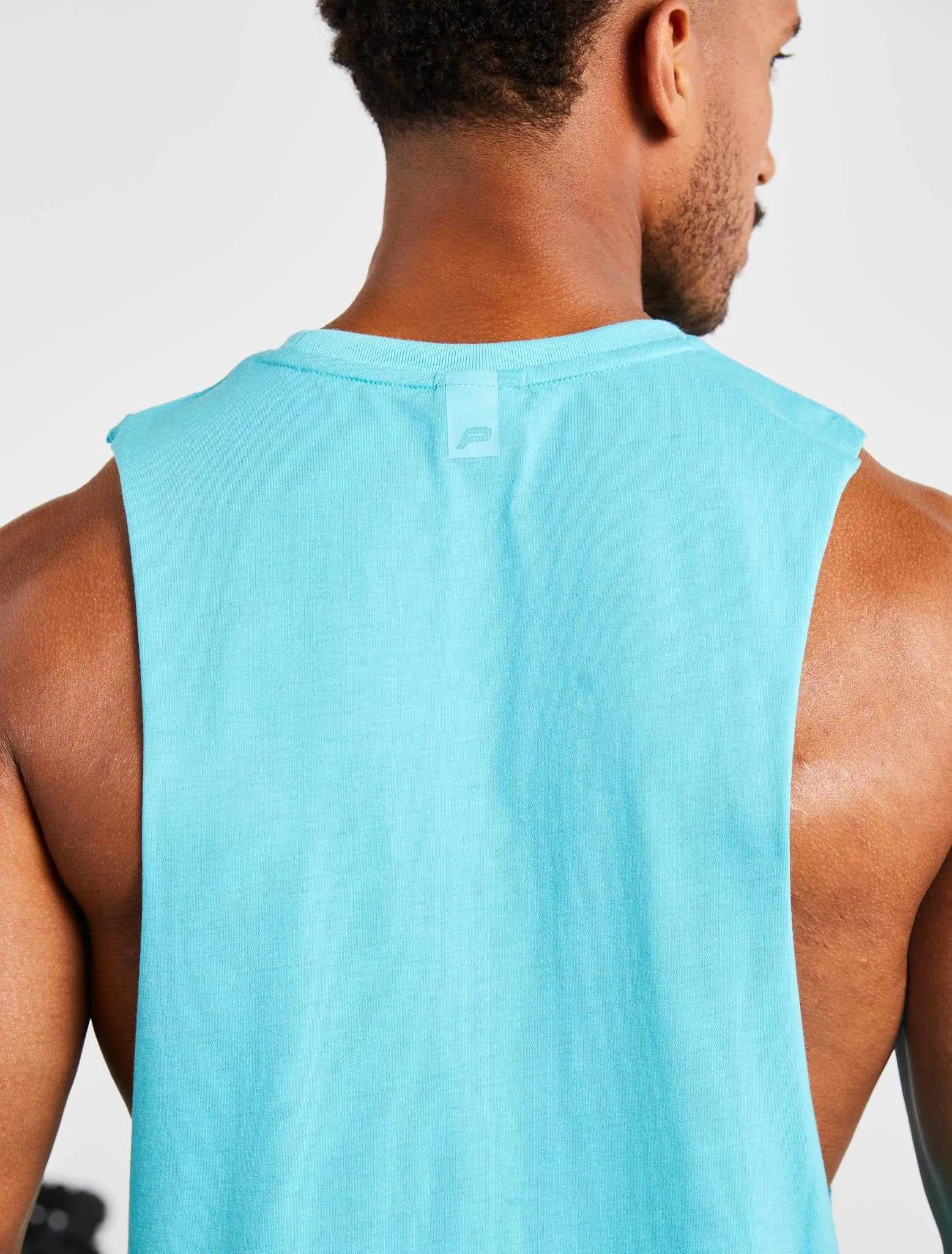 Graphic Drop Arm Tank - Sky Blue