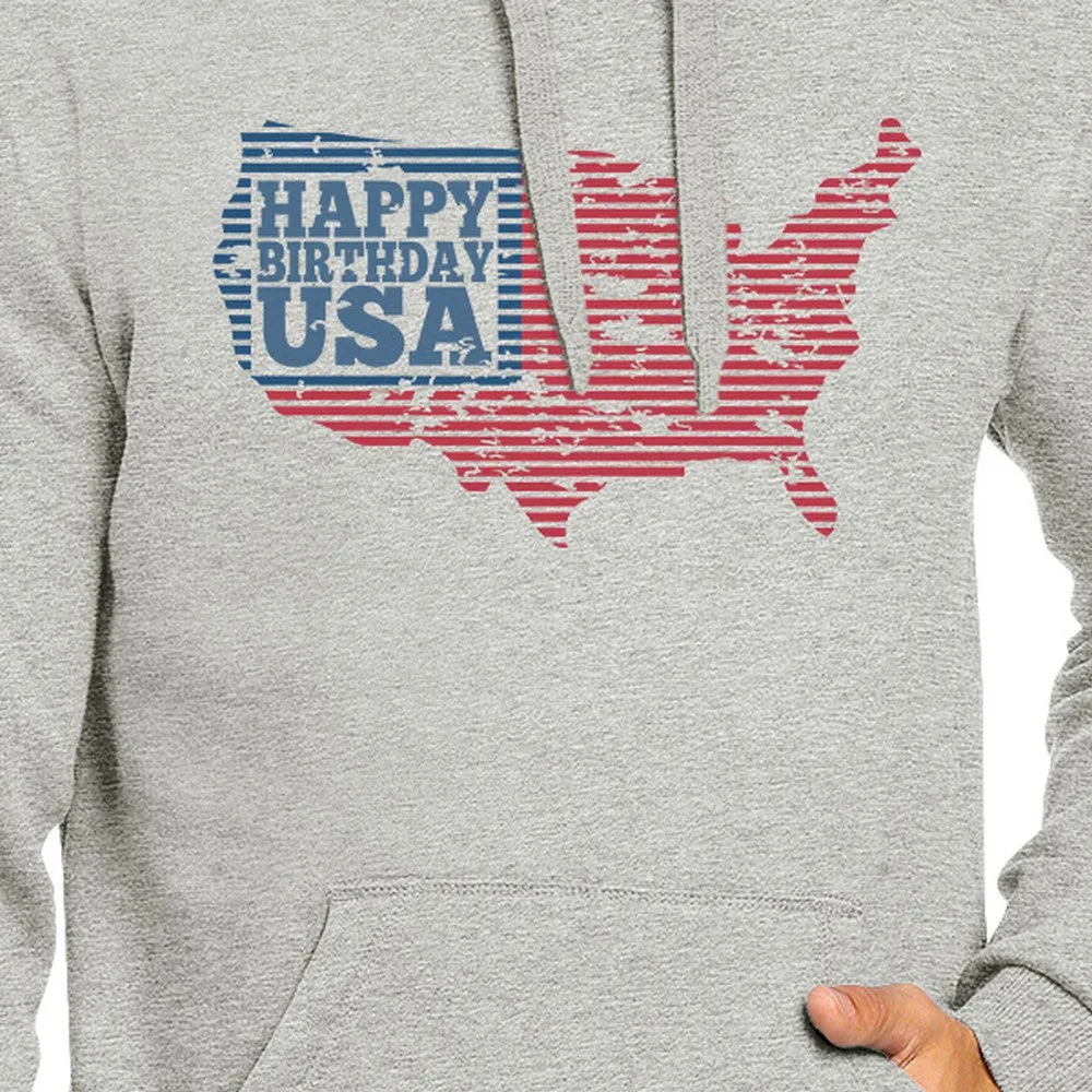 Happy Birthday USA Unisex Grey Hoodie Crewneck Pullover Fleece Top