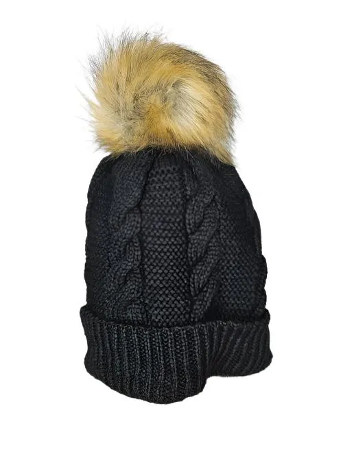 Hat  Multiple Colors  Fleece Lined With Pom pom - Toboggan