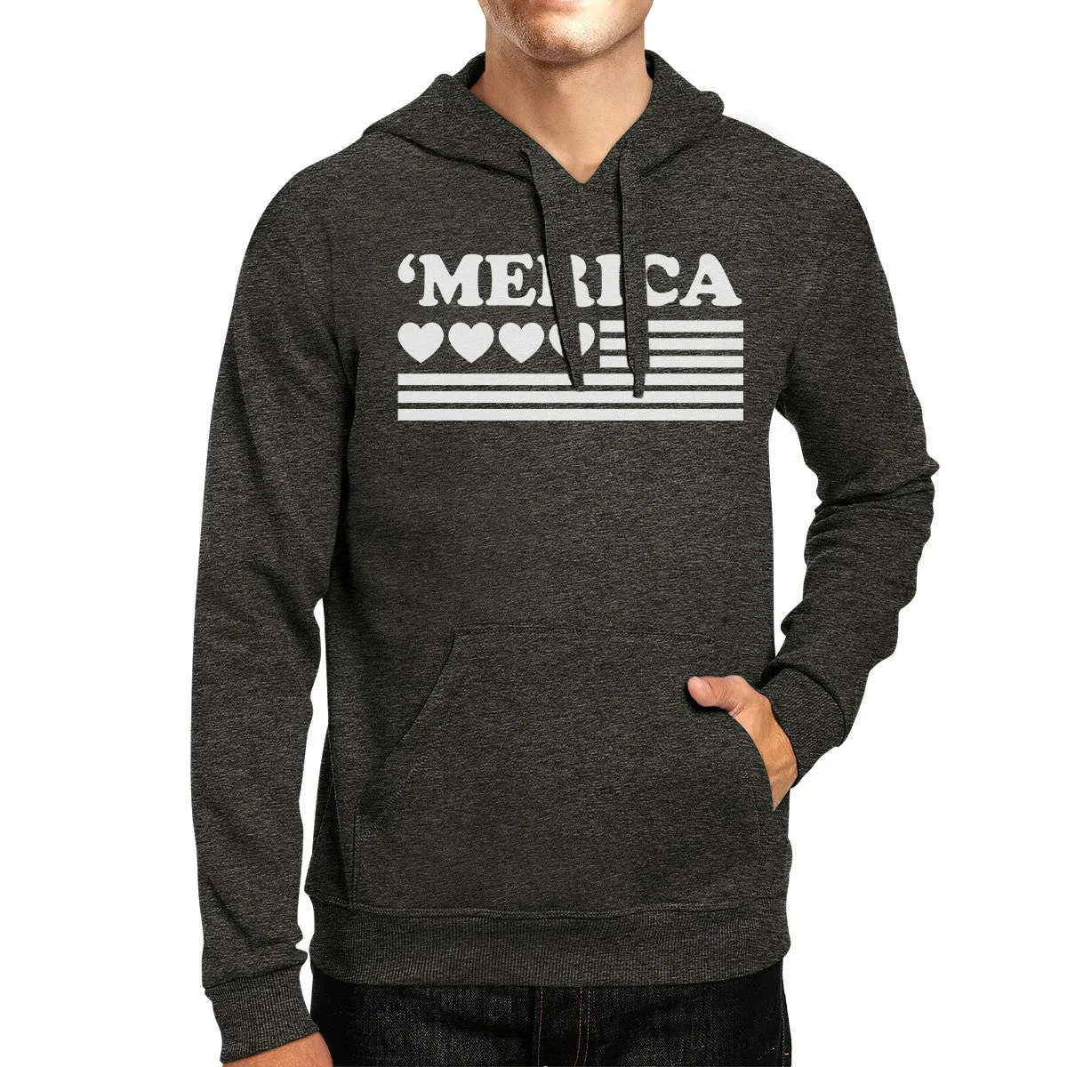 Heart 'Merica Unique American Flag Design Dark Grey Gift Hoodie