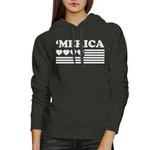 Heart 'Merica Unique American Flag Design Dark Grey Gift Hoodie