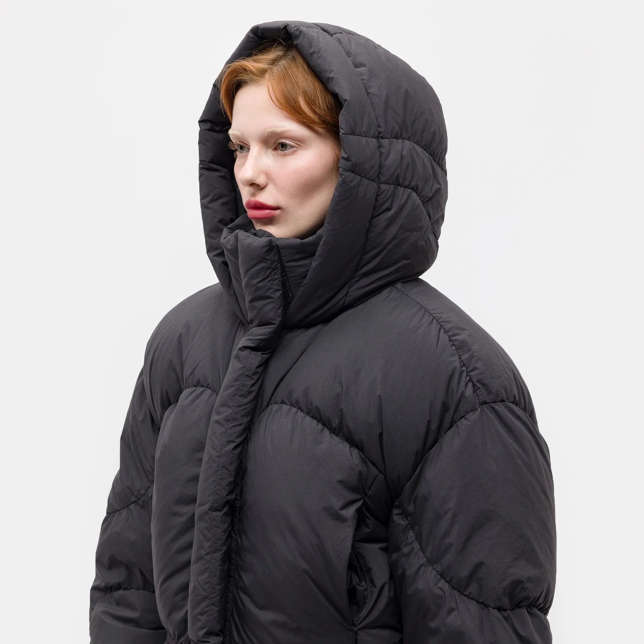 Hooded Puffer Coat in Black