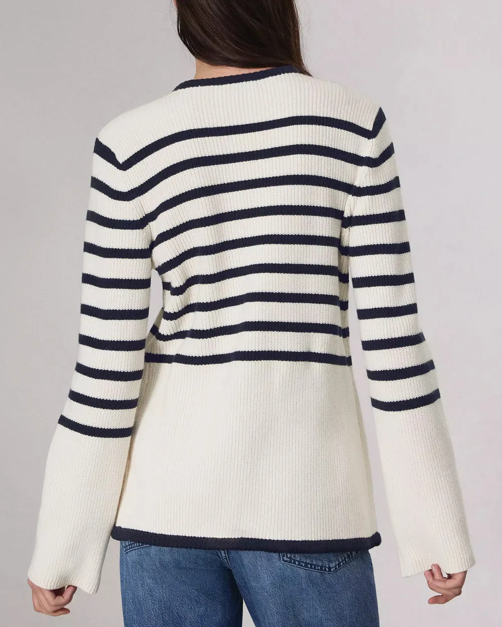 Ivory Stripe Nancy Long Cardigan