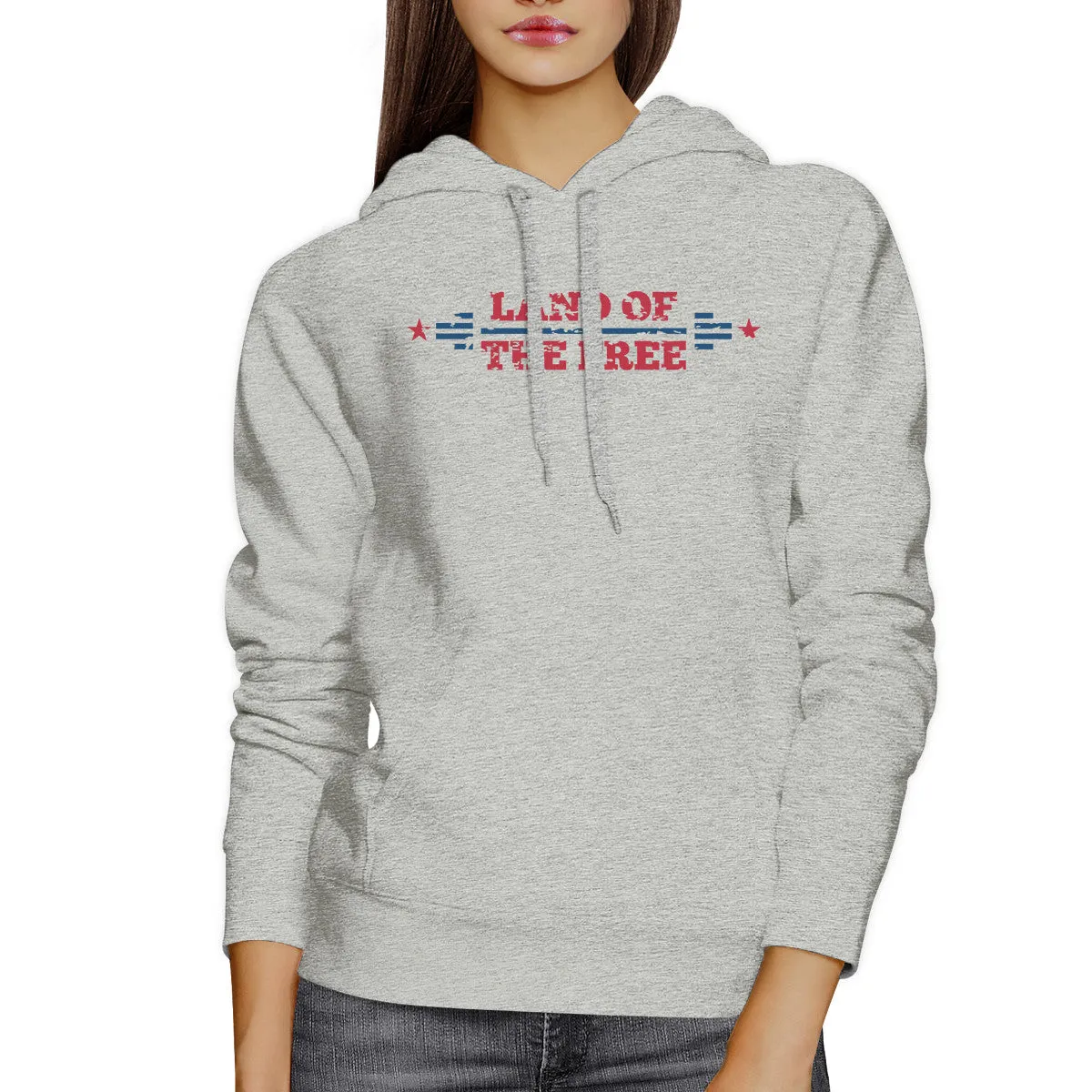 Land Of The Free Unisex Graphic Hoodie Gray Crewneck Pullover Gift