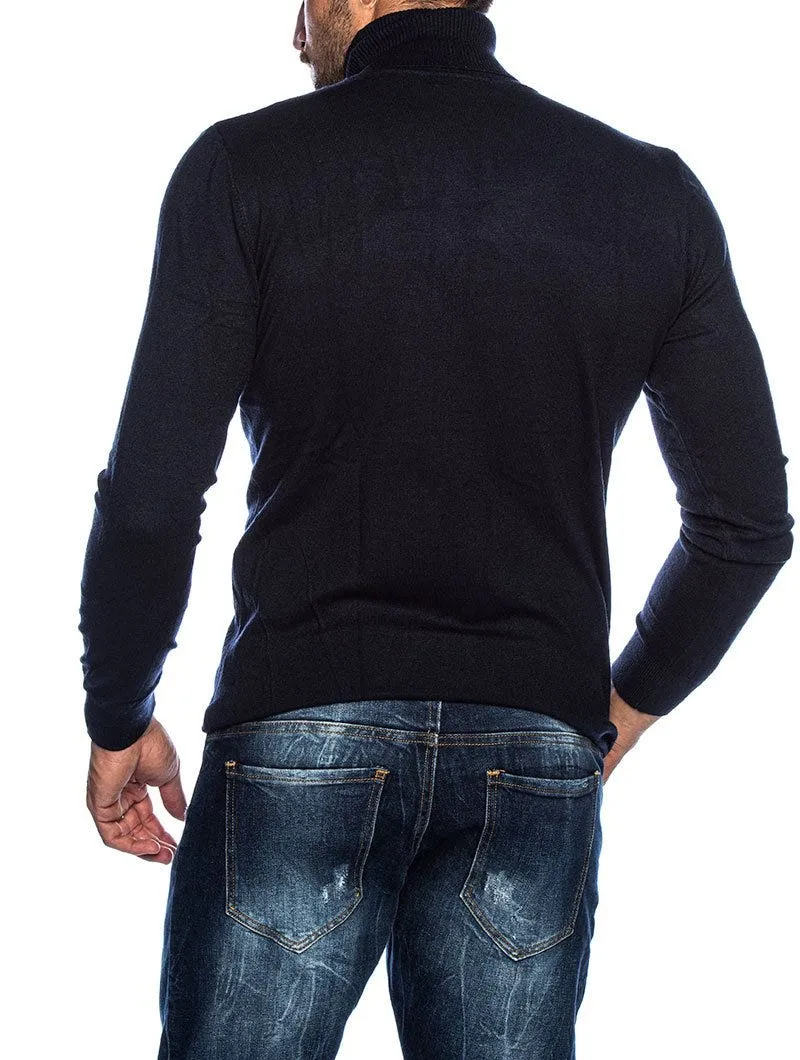 LARRIE ROLLNECK SWEATER IN BLUE NAVY