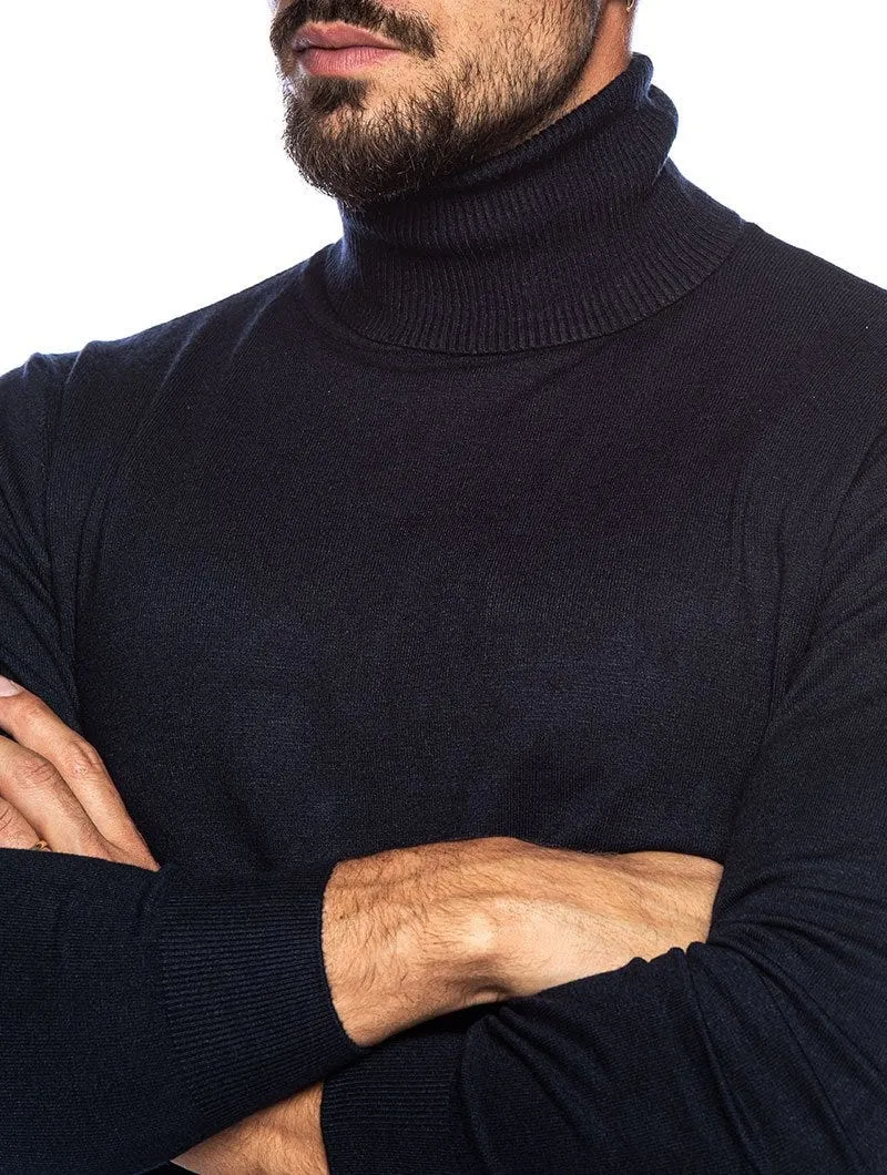 LARRIE ROLLNECK SWEATER IN BLUE NAVY