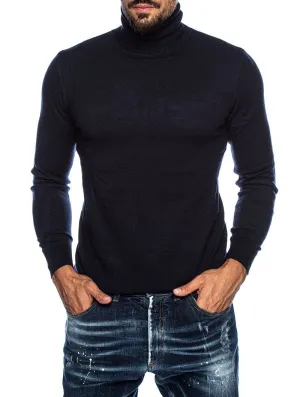 LARRIE ROLLNECK SWEATER IN BLUE NAVY