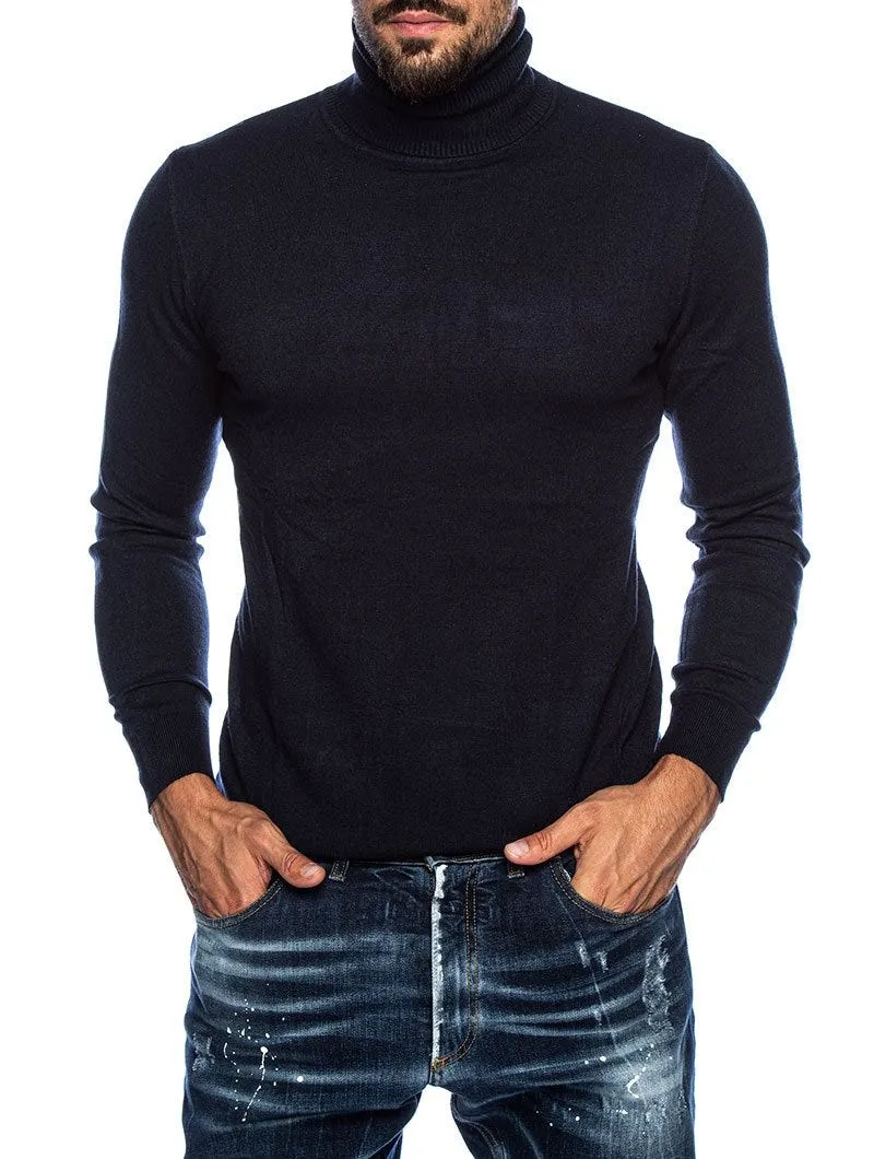 LARRIE ROLLNECK SWEATER IN BLUE NAVY