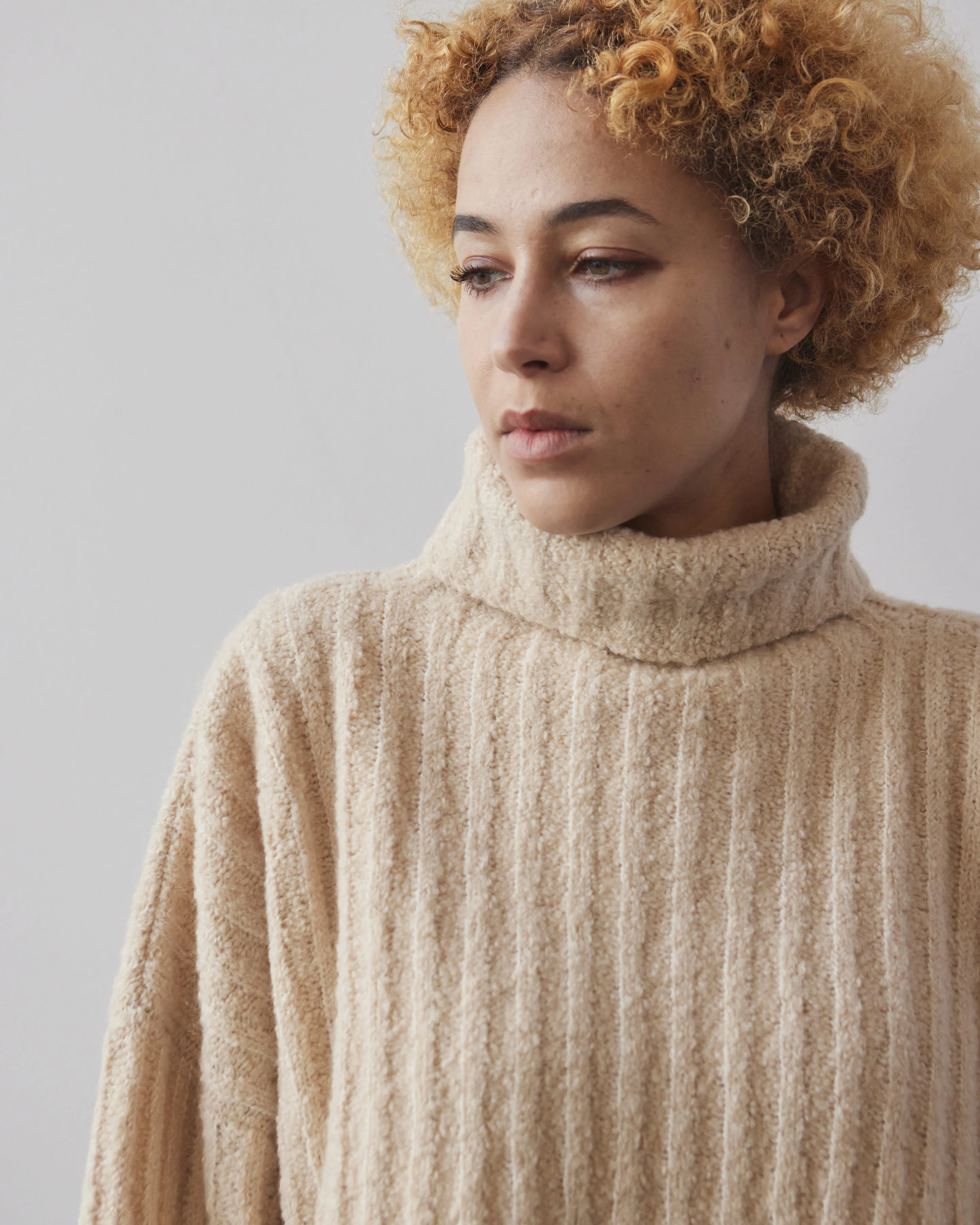 Lauren Manoogian Plush Rib Turtleneck, Alabaster