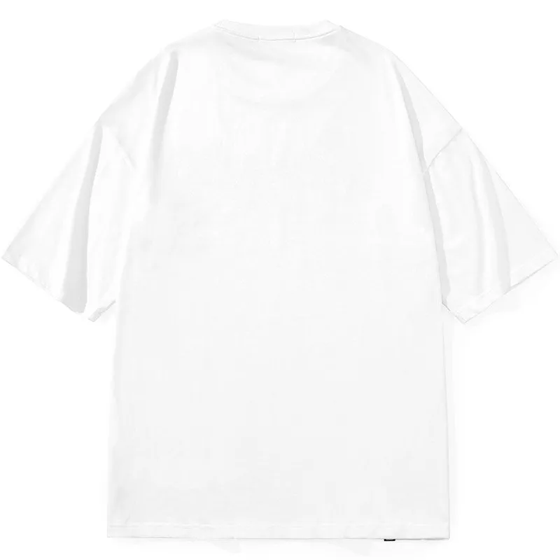 Letter Print Drop-Shoulder Sleeve Minimalist T-Shirt