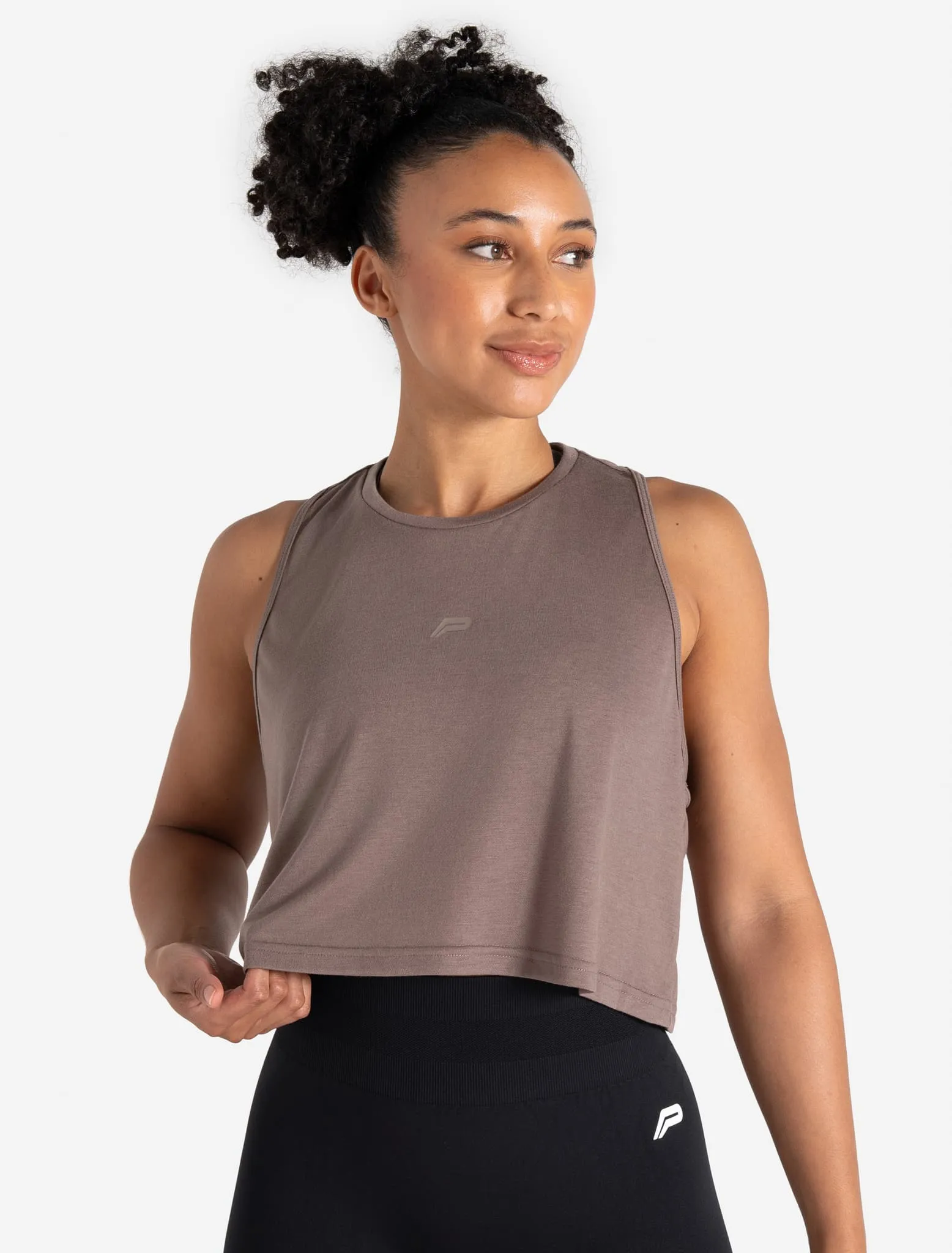 Lightweight Crop Gym Tank - Neutral Brown