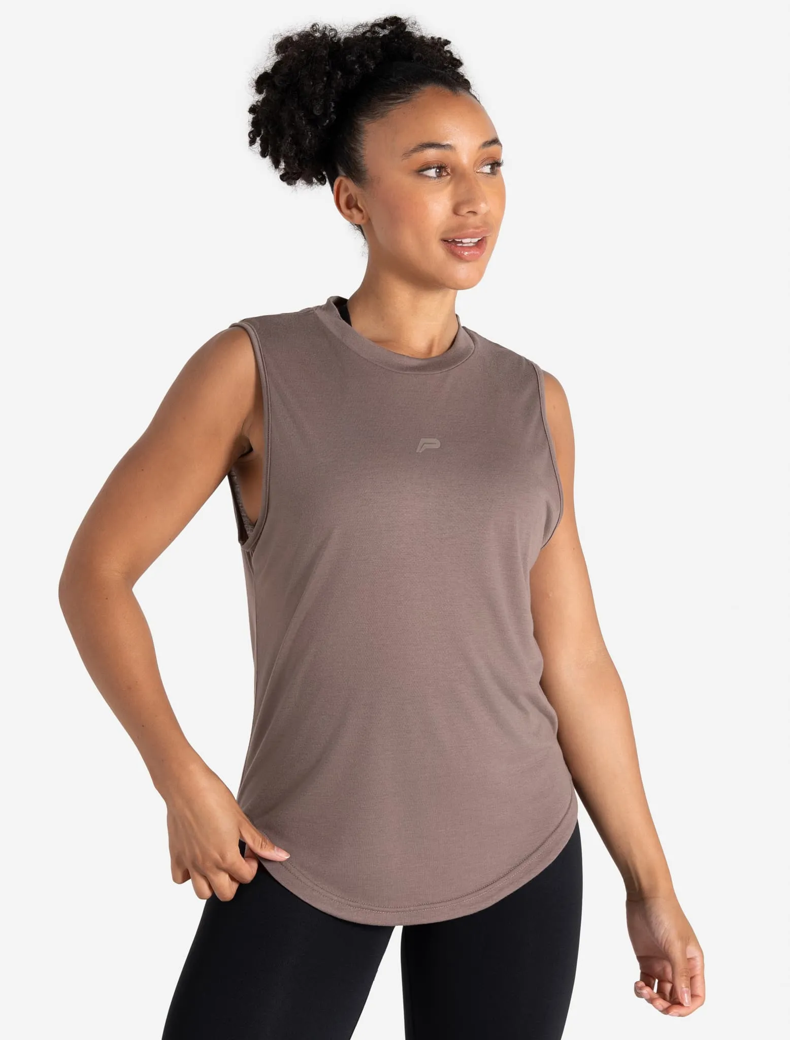 Lightweight Oversized Gym Tank - Neutral Brown