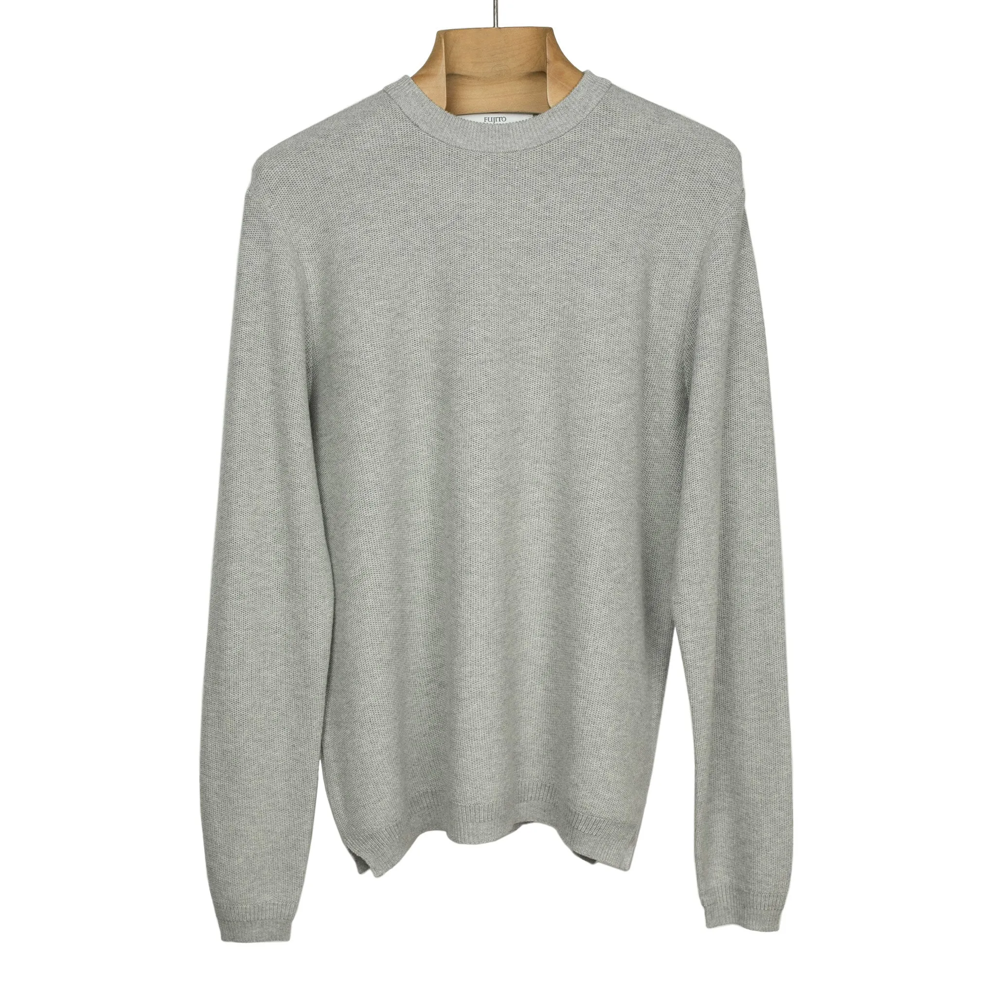 Long sleeve knit t-shirt in ash grey cotton