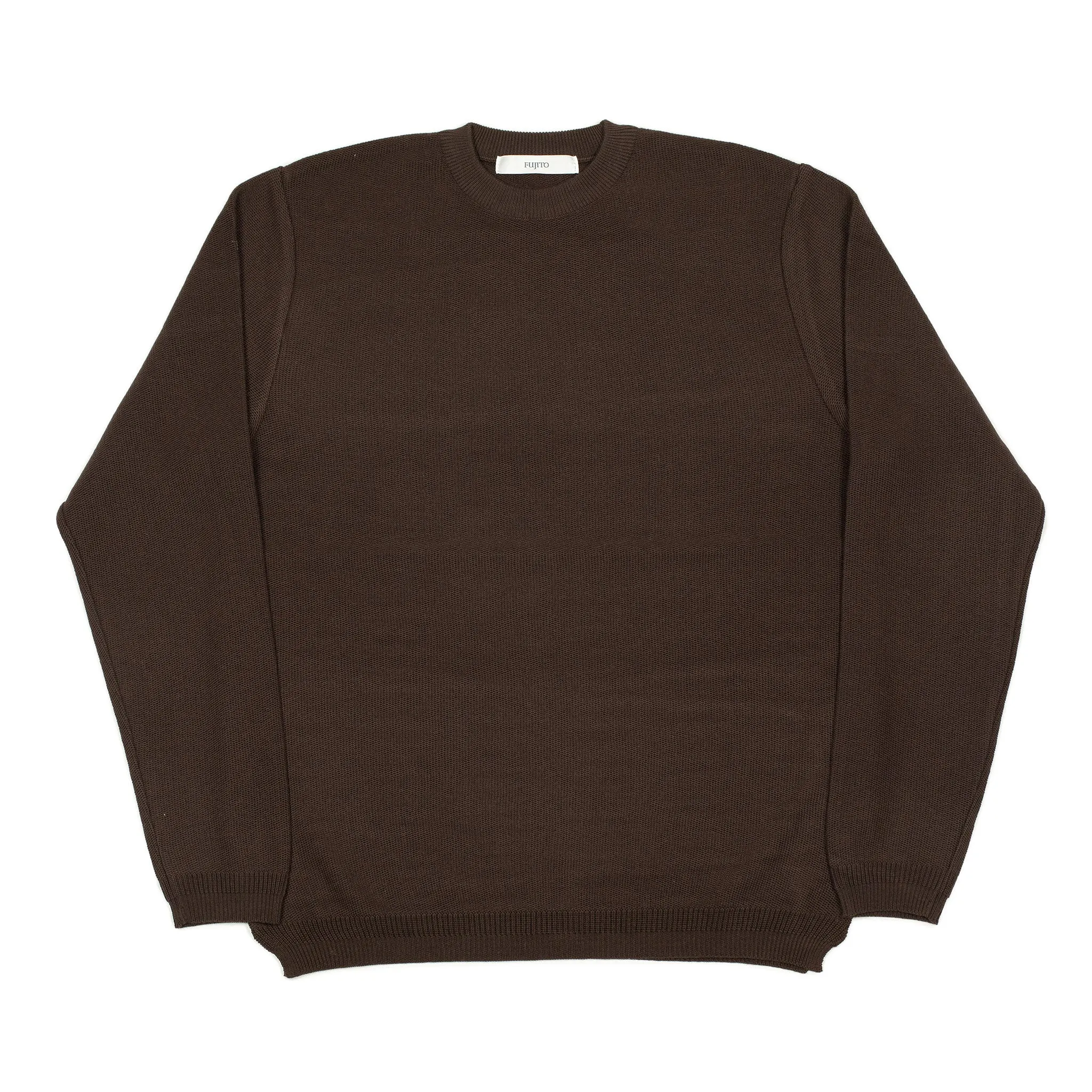 Long sleeve knit t-shirt in chocolate brown cotton