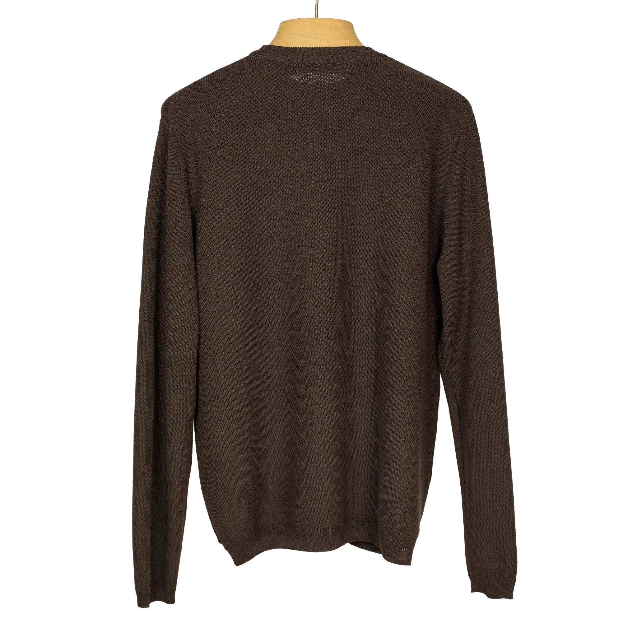 Long sleeve knit t-shirt in chocolate brown cotton