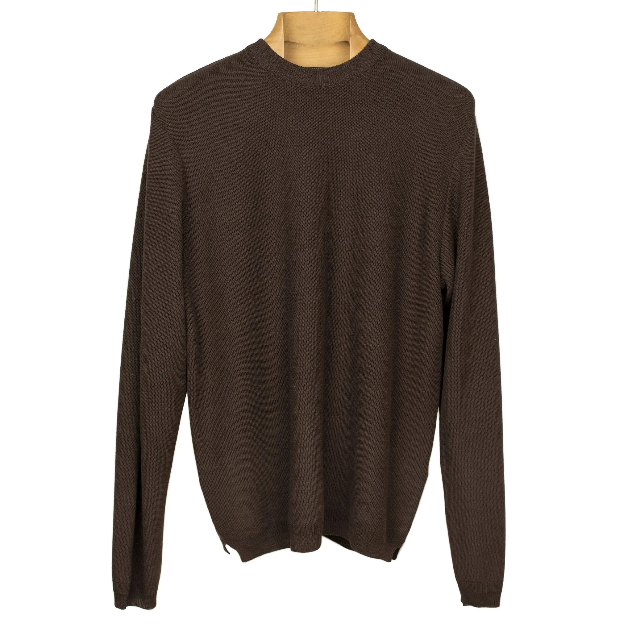 Long sleeve knit t-shirt in chocolate brown cotton