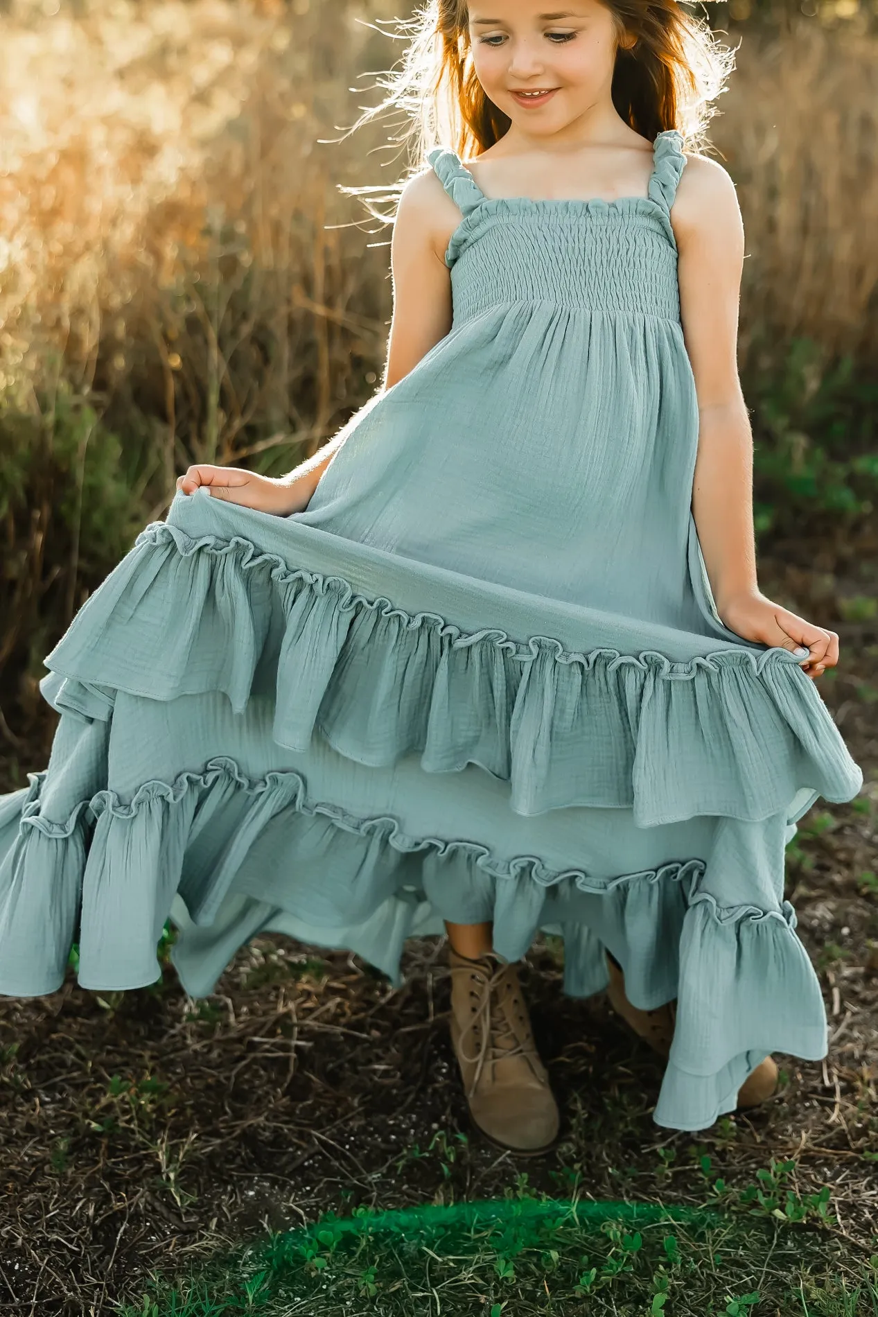 Macy Dress (soft teal muslin)